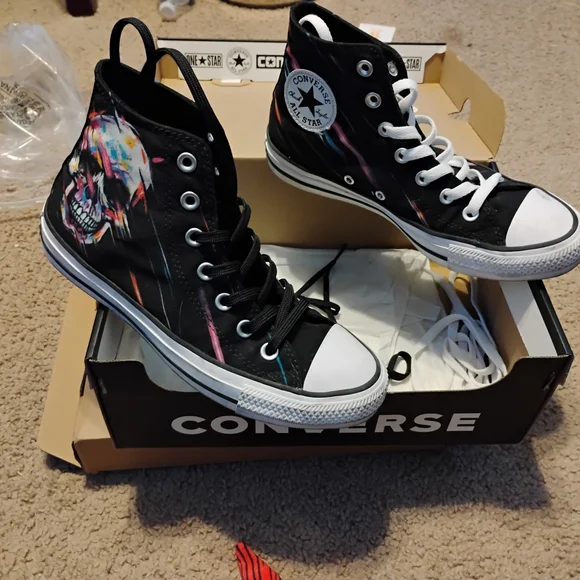 Converse Black and White High-Top Sneakers - Picture 3 of 6